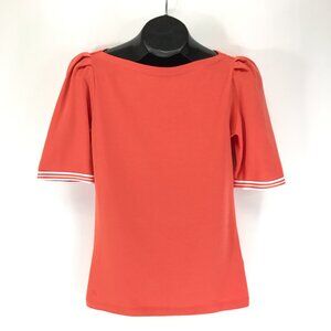 Lauren Ralph Lauren Boat Neck Knit Top Women's Medium Coral Nautical Career